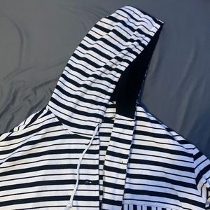 Extra large sweater long sleeve jacket striped black white